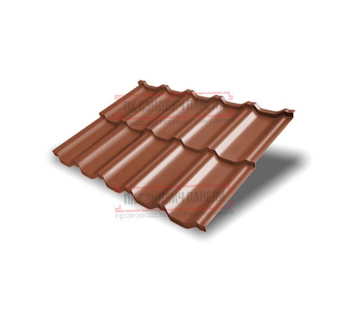 Металлочерепица модульная Квинта Uno 3D RAL8004 PurLite Мatt-0,5