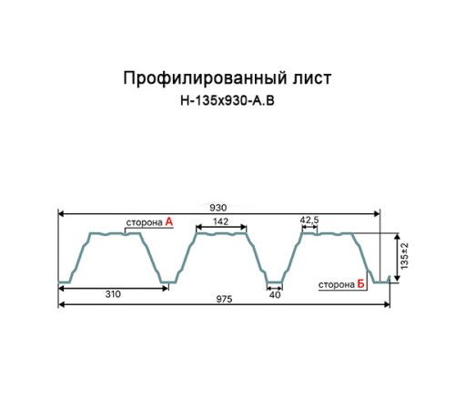 Профнастил Н135-930 Оцинкованный-1.0
