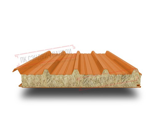 Сэндвич панели кровельные с минеральной ватой, ширина 1200 мм, толщина 120 мм, 0.5/0.5, RAL2004