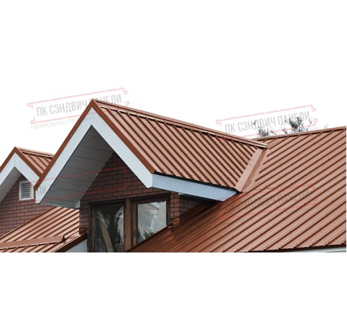 Сэндвич панели кровельные с пенополиуретаном, ширина 1000 мм, толщина 200 мм, 0.5/0.5, RAL8004