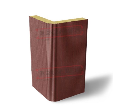 Угловая сэндвич-панель вертикальная из пенополиуретана, 0.5/0.5, ширина 1200 мм, толщина 20 мм, RAL3009