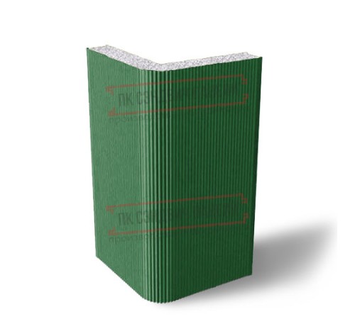 Угловая сэндвич-панель вертикальная из пенополистирола, 0.5/0.5, ширина 1000 мм, толщина 30 мм, RAL6002