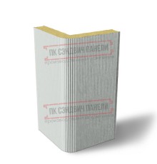 Угловая сэндвич-панель вертикальная из пенополиизоцианурата, 0.5/0.5, ширина 1200 мм, толщина 30 мм, RAL7035