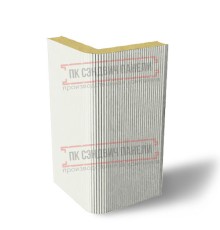 Угловая сэндвич-панель вертикальная из пенополиизоцианурата, 0.5/0.5, ширина 1000 мм, толщина 40 мм, RAL9003