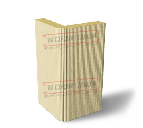 Угловая сэндвич-панель вертикальная из пенополиуретана, 0.5/0.5, ширина 1200 мм, толщина 30 мм, RAL1014