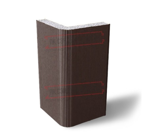 Угловая сэндвич-панель вертикальная из пенополистирола, 0.5/0.5, ширина 1000 мм, толщина 80 мм, RAL8017