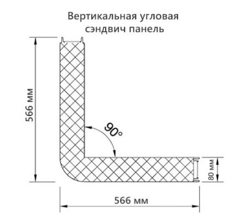 Угловая сэндвич-панель вертикальная из пенополистирола, 0.5/0.5, ширина 1000 мм, толщина 80 мм, RAL8017