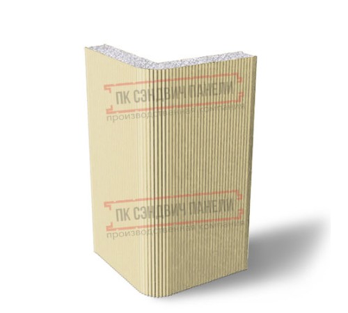 Угловая сэндвич-панель вертикальная из пенополистирола, 0.5/0.5, ширина 1000 мм, толщина 200 мм, RAL1014