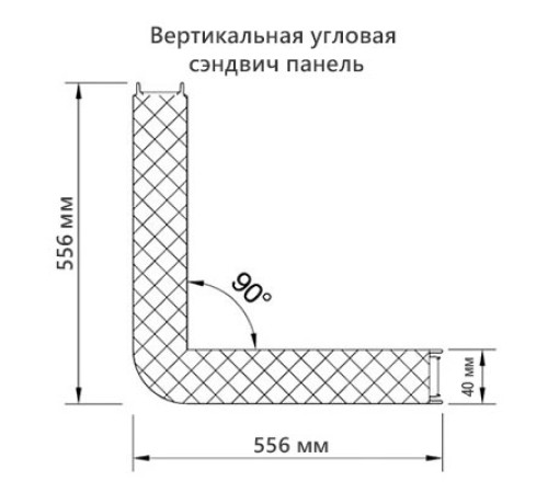 Угловая сэндвич-панель вертикальная из пенополиуретана, 0.5/0.5, ширина 1000 мм, толщина 40 мм, RAL6018