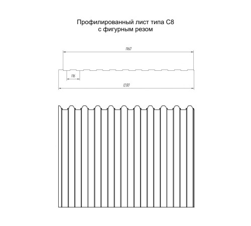 Профнастил фигурный C8 - 0,45 Drap RAL 6005 зеленый мох.