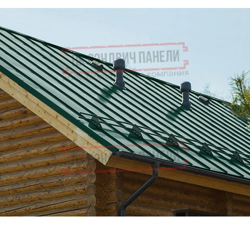 Фальц двойной стоячий Line 0,45 Drap ST RAL6005 зеленый мох с пленкой на замках