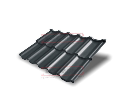 Металлочерепица модульная Квинта Uno 3D RAL7016 Rooftop Matte-0,5