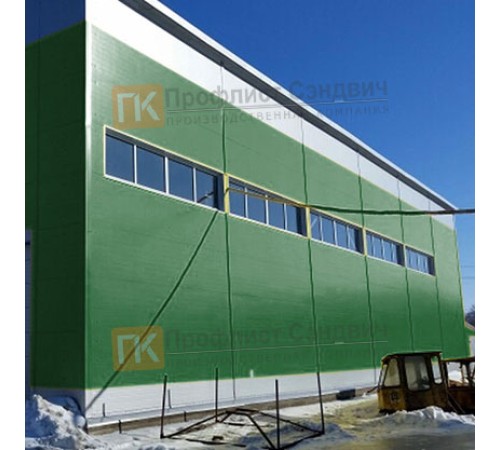 Сэндвич панели гладкие с пенополиизоциануратом, ширина 1200 мм, толщина 120 мм, 0.5/0.5, RAL6002