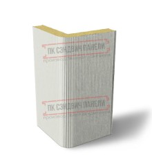 Угловая сэндвич-панель вертикальная из пенополиуретана, 0.5/0.5, ширина 1200 мм, толщина 10 мм, RAL9002