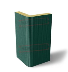Угловая сэндвич-панель вертикальная из пенополиуретана, 0.5/0.5, ширина 1200 мм, толщина 20 мм, RAL6005