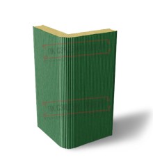 Угловая сэндвич-панель вертикальная из пенополиизоцианурата, 0.5/0.5, ширина 1200 мм, толщина 220 мм, RAL6002