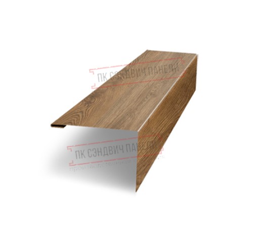Нащельник (для калиток и ворот) 25х35 жалюзи Milan, Tokyo, Palermo 0,45 Print-double Elite Antique wood (L1,68)