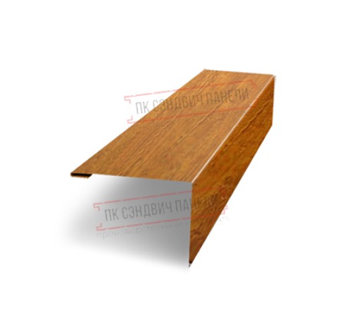 Нащельник (для калиток и ворот) 25х35 жалюзи Milan, Tokyo, Palermo 0,45 Print-double Elite Golden wood (L1,68)